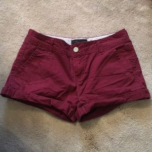Maroon Aeropostale mid rise shorts